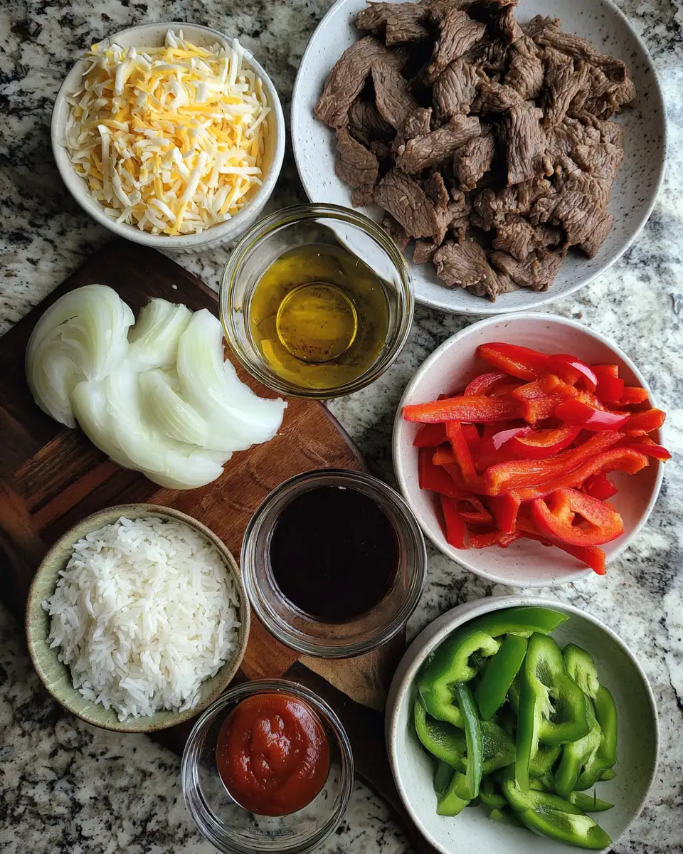 Ingredients for Philly Cheesesteak Rice Bowls: A Delicious Twist on a Classic Favorite