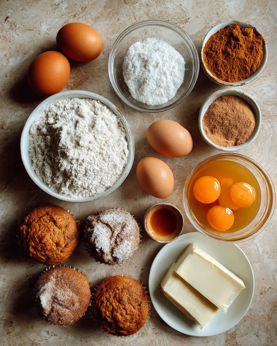 Ingredients for Pumpkin Cinnamon Sugar Donut Muffins: Fall's Irresistible Treat