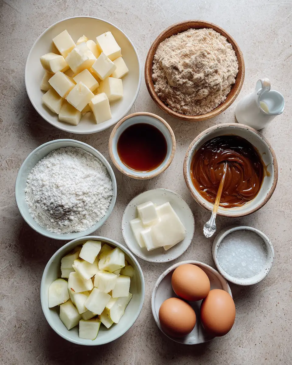 Ingredients for Decadent Delights: Salted Caramel Apple Blondies to Savor